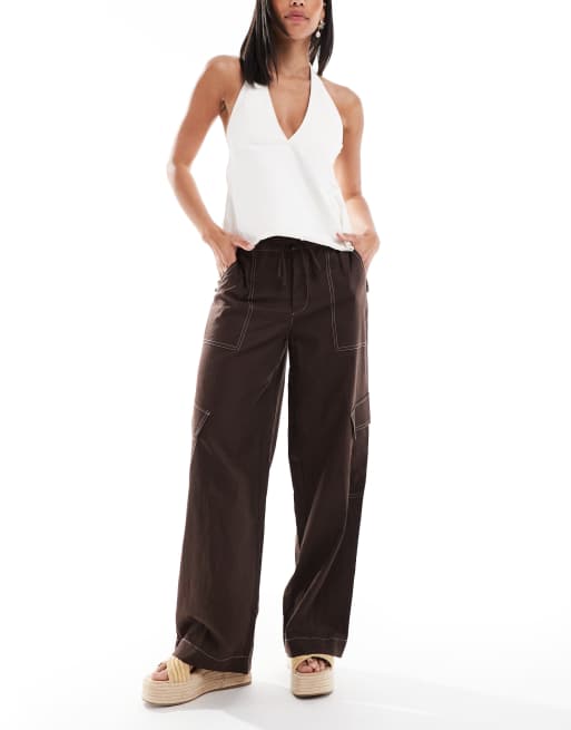 Cotton:On Haven utility pant in burgundy
