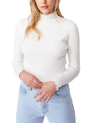 Cotton:On high neck ribbed kniited jumper in white