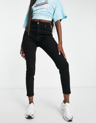 Cotton:On high rise cropped skinny jeans in black  - ASOS Price Checker