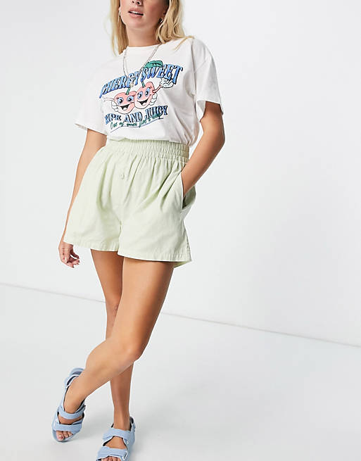 Cotton:On high waisted pull on short in mint stripe