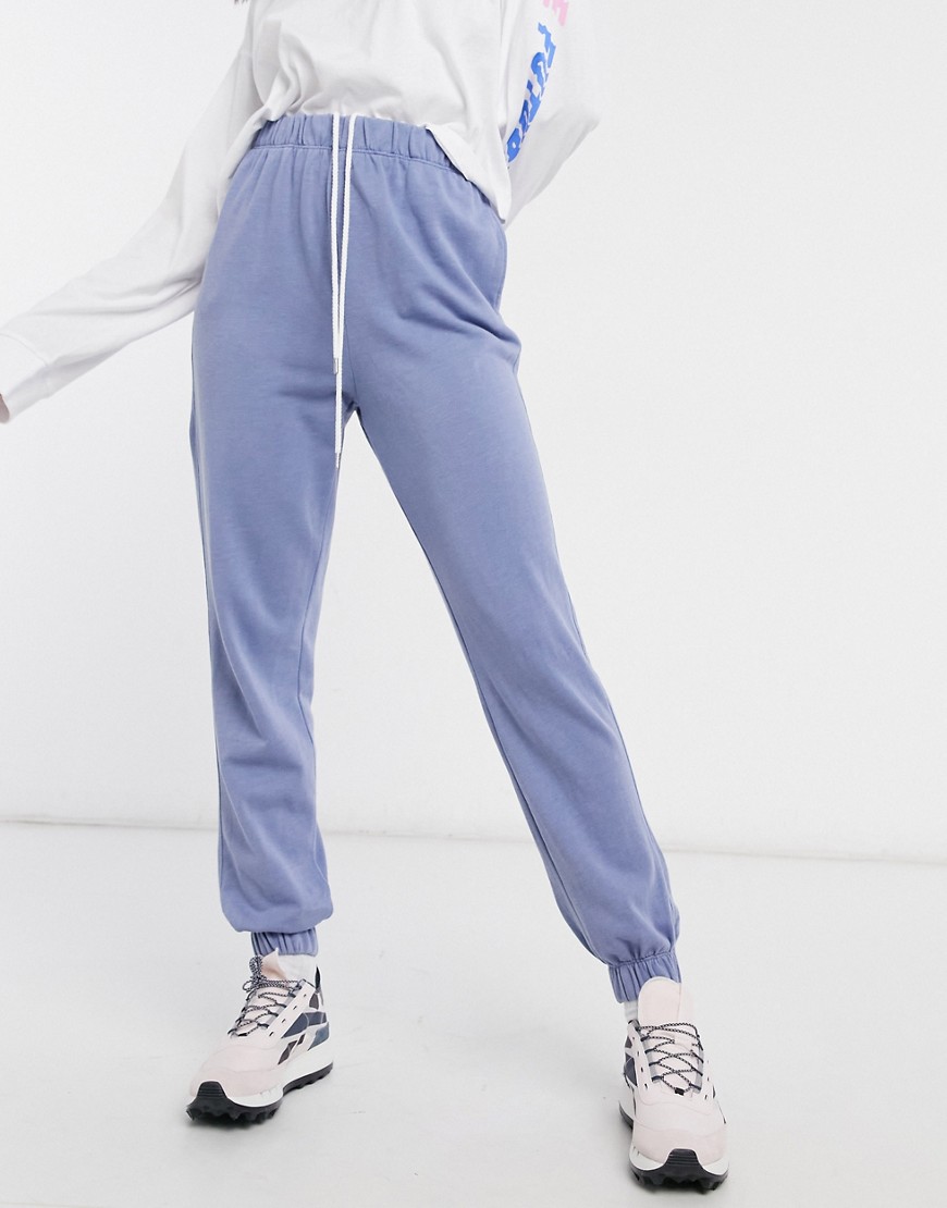 Cotton: On high waisted sweatpants in blue-Grey