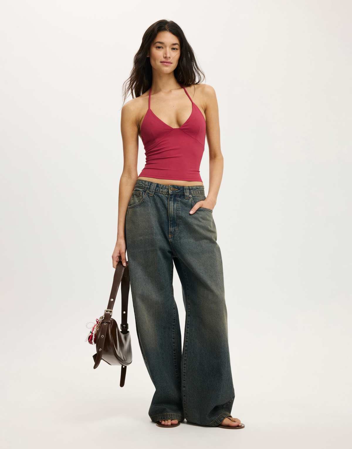 Cotton:On Hold me halter in burgundy