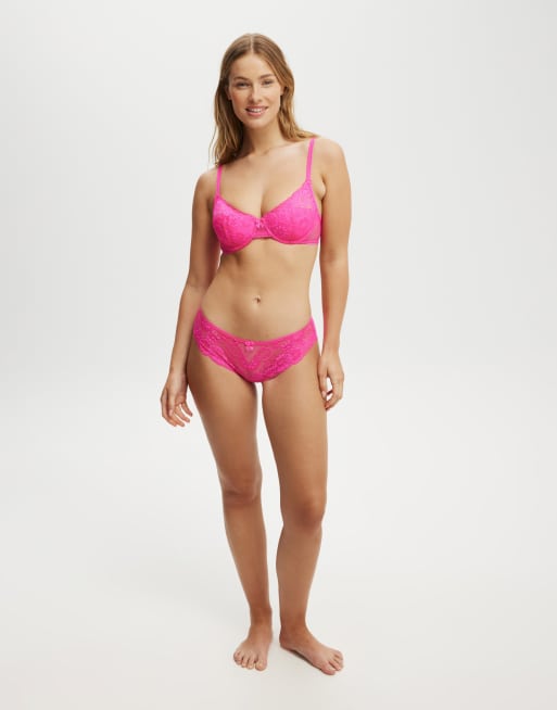 Cotton:On Holly lace lightly lined bra in pink, 4 of 4