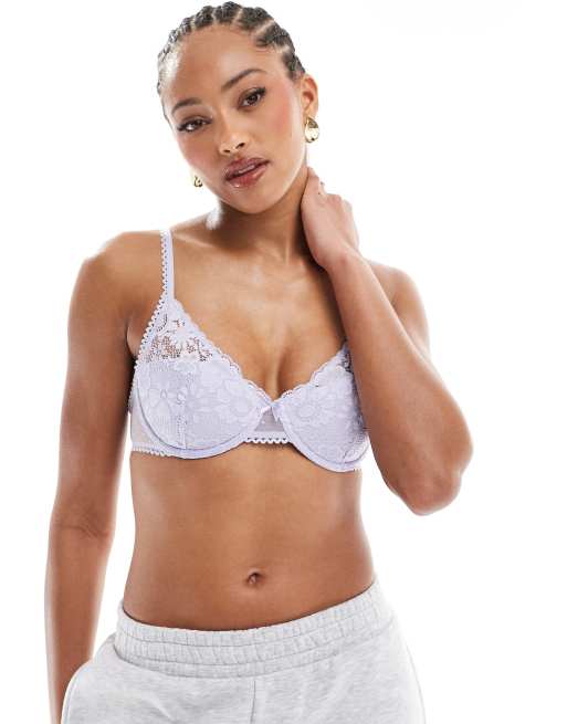 Cotton:On Holly lace lightly lined bra in purple