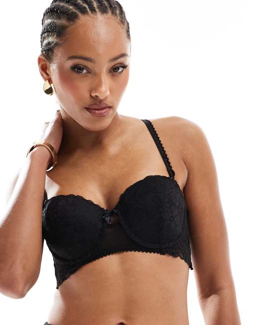 Cotton:On Holly lace strapless push up2 bra in black
