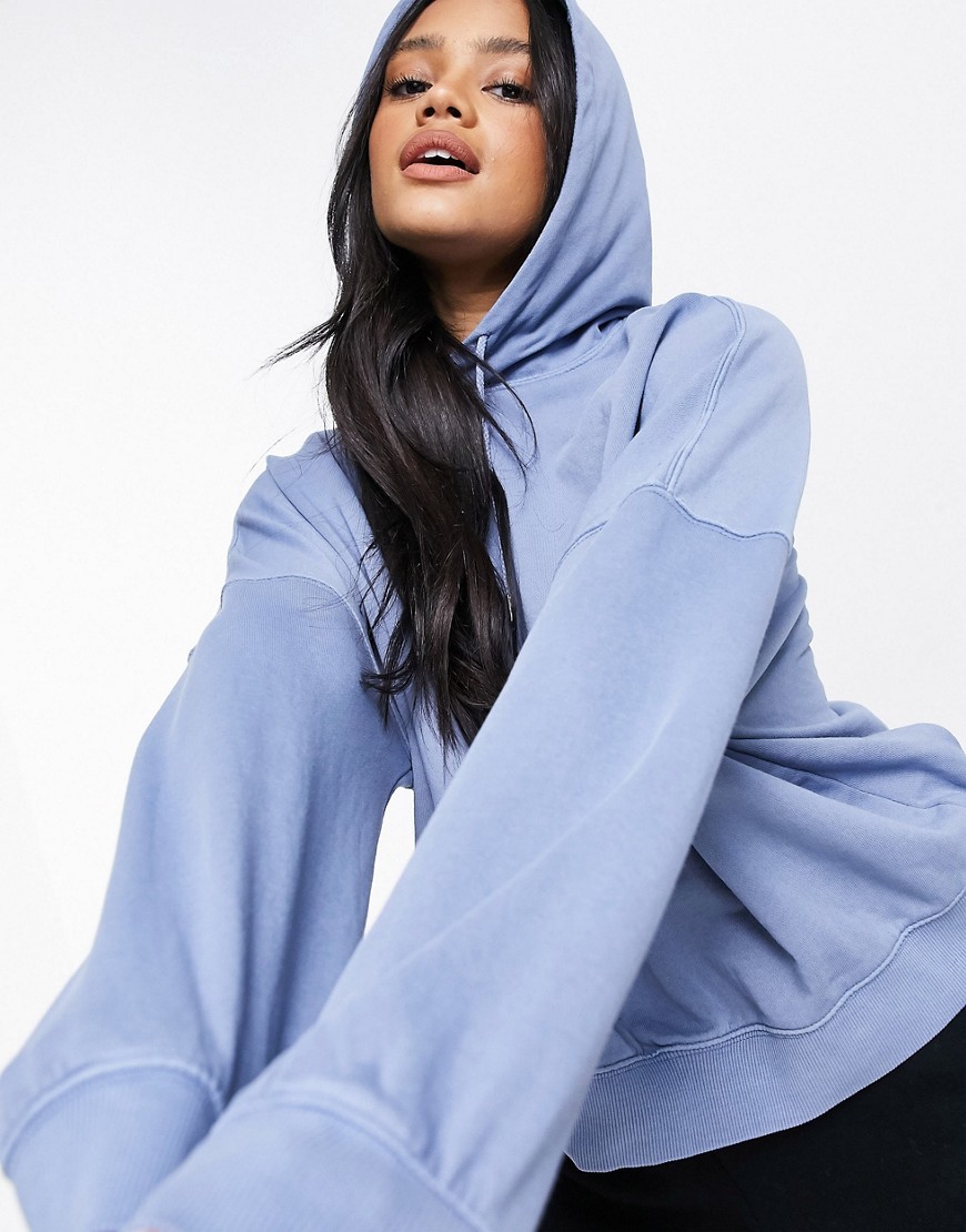 Cotton: On hoodie in blue-Blues