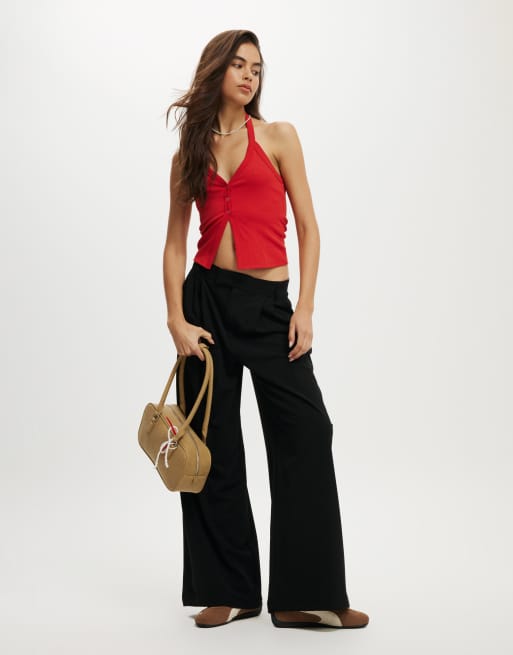 Cotton:On Izzy pleated suiting pant in black