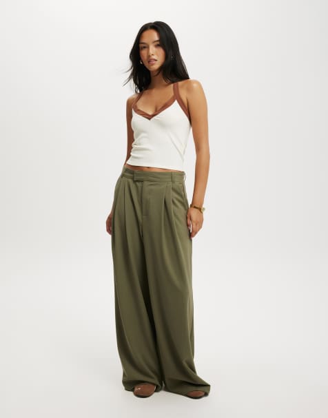 Cotton:On Izzy pleated suiting pant in green - view 1