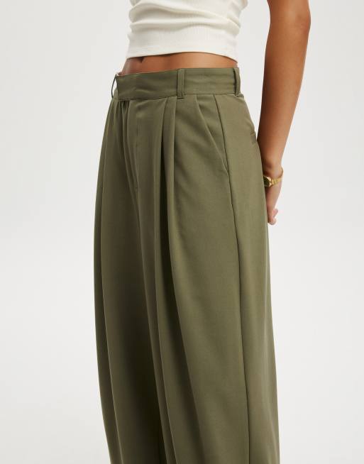 Cotton:On Izzy pleated suiting pant in green, 3 of 4