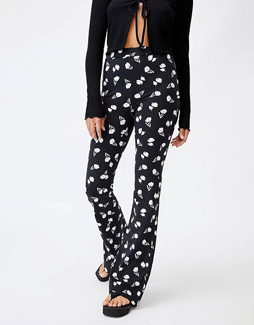 Cotton:On jersey flared trousers in black tulip