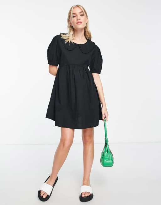 Cotton:On – Jessie – Kurzes Babydoll-Kleid in Schwarz