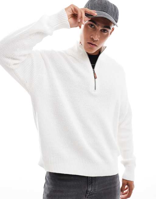 Cotton:On Jordan quarter zip in white
