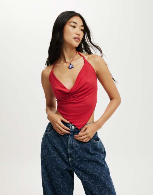 Cotton:On Jordie cowl neck halter in red