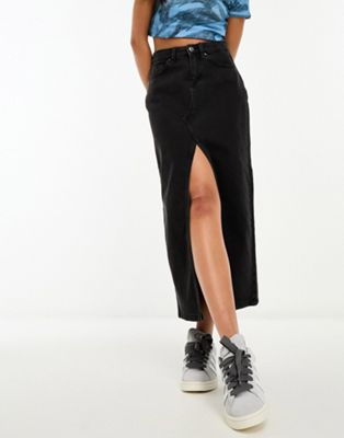 Cotton:On maxi denim skirt in black - ASOS Price Checker