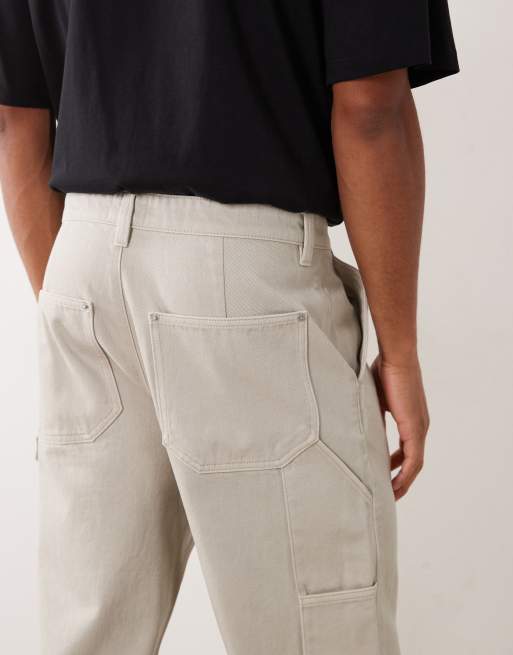 CottonOn – Kamiennobeżowe spodnie baggy typu worker, 4 z 5