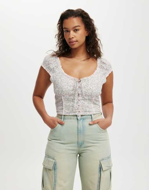 Cotton:On Kara short sleeve top in pink