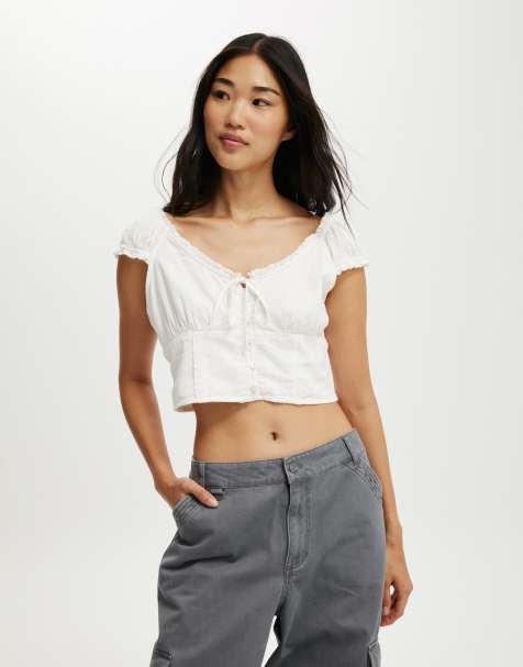 Cotton:On Kara short sleeve top in white - view 1