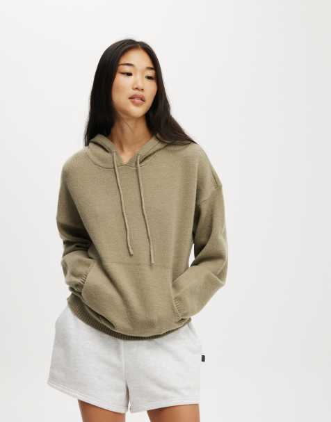 Cotton:On Knitted premium hoodie in khaki - view 1