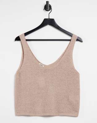 beige knitted vest top