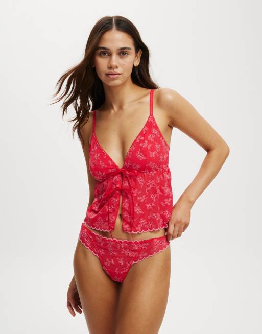 Cotton:On Layla lace longline bralette in red