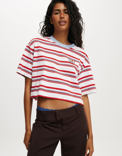 Cotton:On Lcn cropped boxy graphic tee in multi