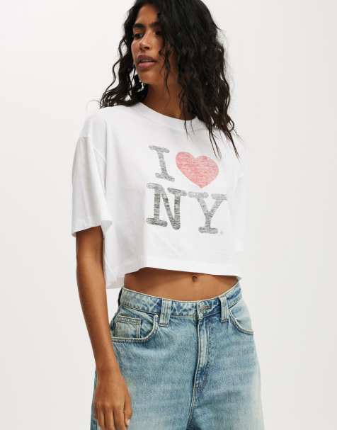 Cotton:On Lcn cropped boxy graphic tee in white - view 1