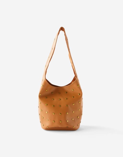 Cotton:On Lia studded bucket bag in brown