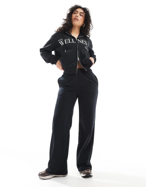 Cotton:On Lightweight fleece straight leg sweatpant in black