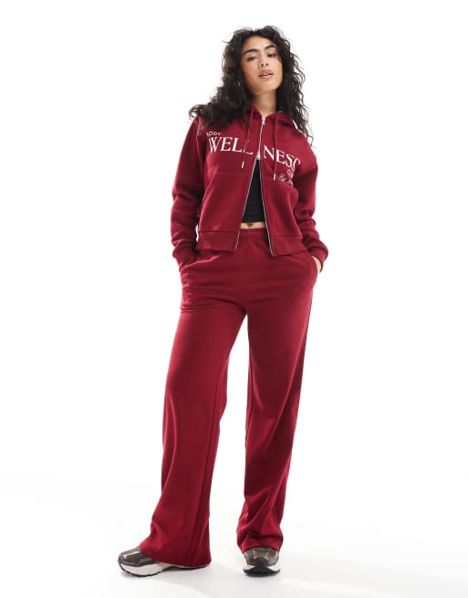 Cotton:On Lightweight fleece straight leg sweatpant in red