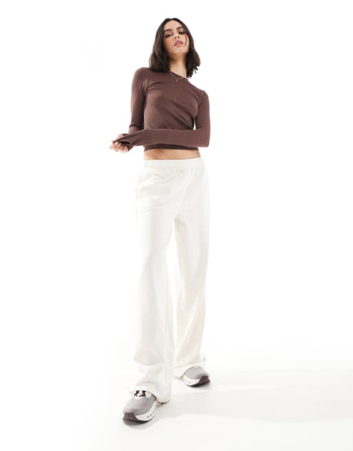 Cotton:On Lightweight fleece straight leg sweatpant in white