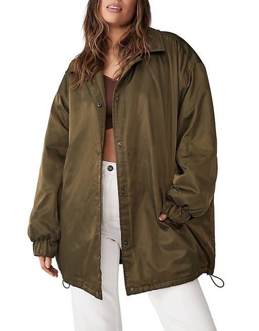 Cotton:On lightweight padded bomber jacket in khaki