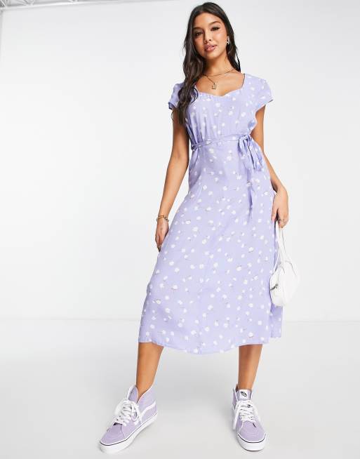 Cotton:On – Liliowa sukienka midi w kwiaty