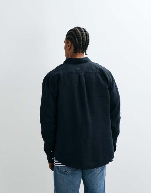 CottonOn lockeres Leinenhemd mit langen Ärmeln in Schwarz, 5 von 5