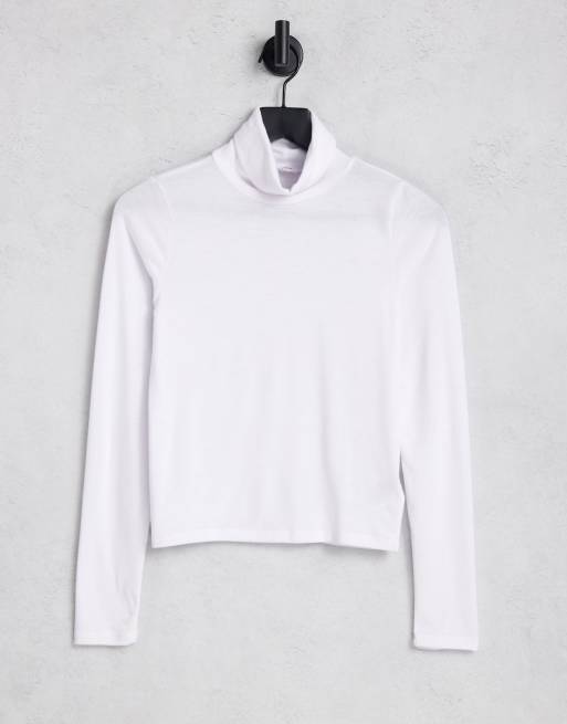 White polo neck long sleeve top sale