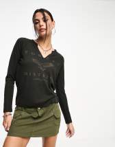 Daisy Street oversized notch neck long sleeve grunge t-shirt | ASOS