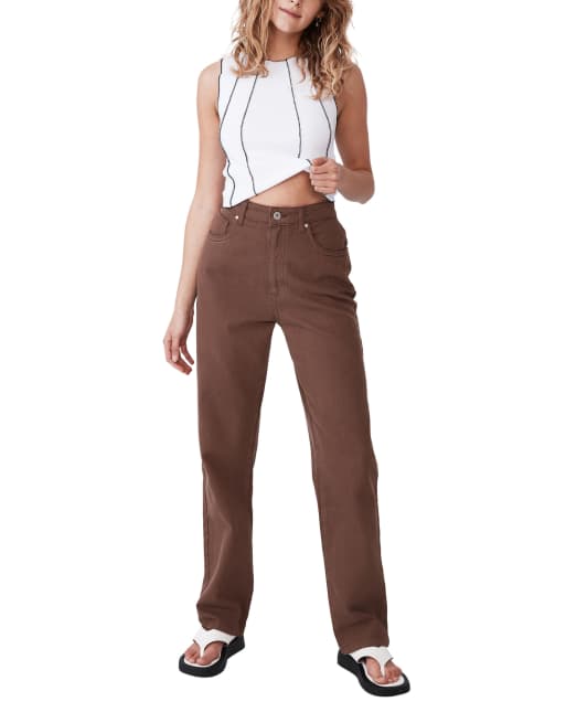 Ladies brown shop straight leg jeans