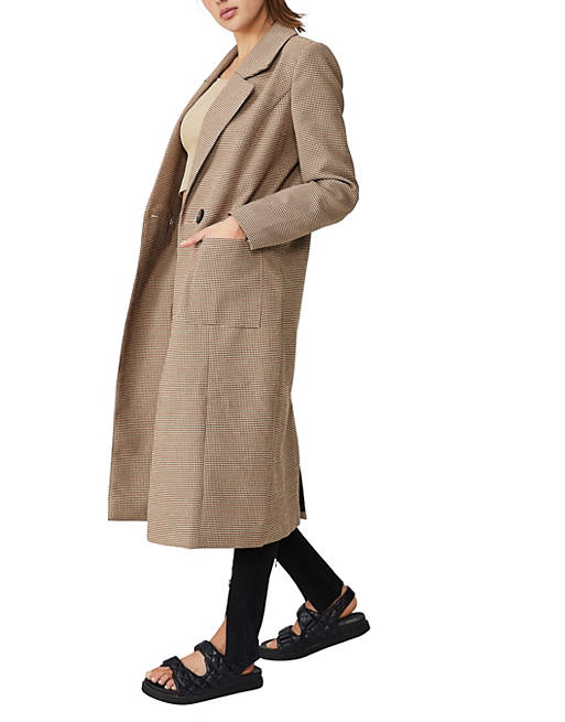 Coats & Jackets Cotton:On longline pocket coat in taupe houndstooth 