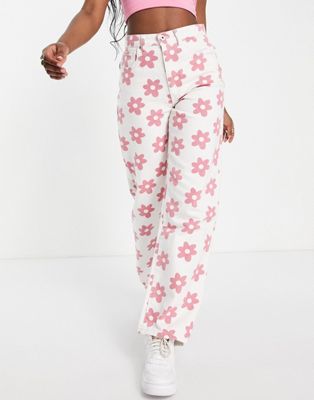 Cotton:On loose straight leg jeans in floral print