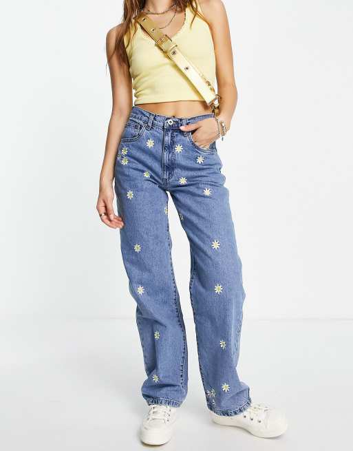 Blossom Straight-Leg Embroidered Jeans