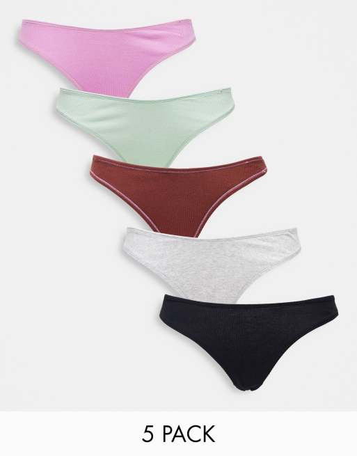 Cotton:On - Lot de 5 culottes brésiliennes en coton - Multicolore 