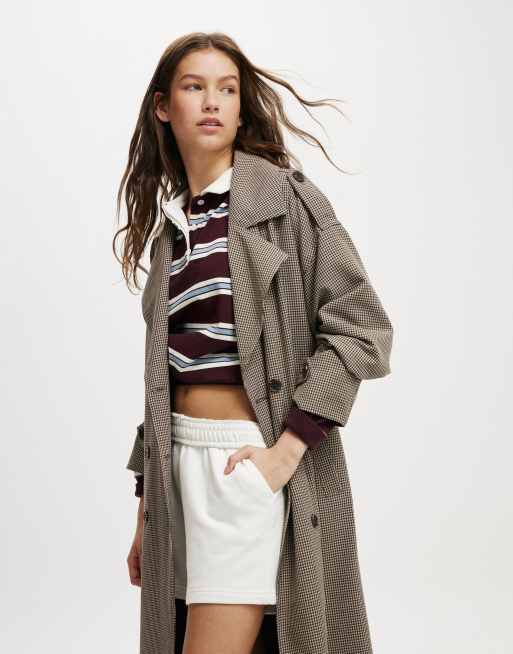 Cotton:On Lottie check trench coat in black