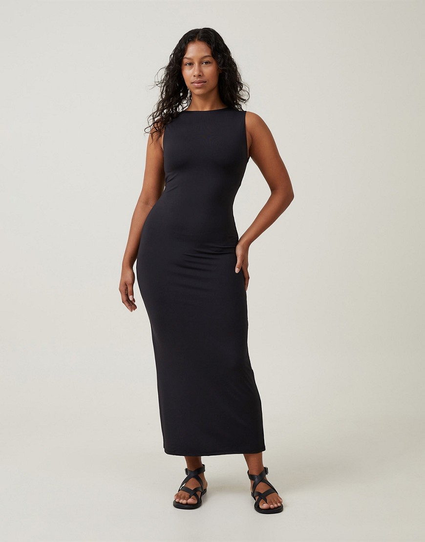 Cotton:On Low back luxe maxi dress in black