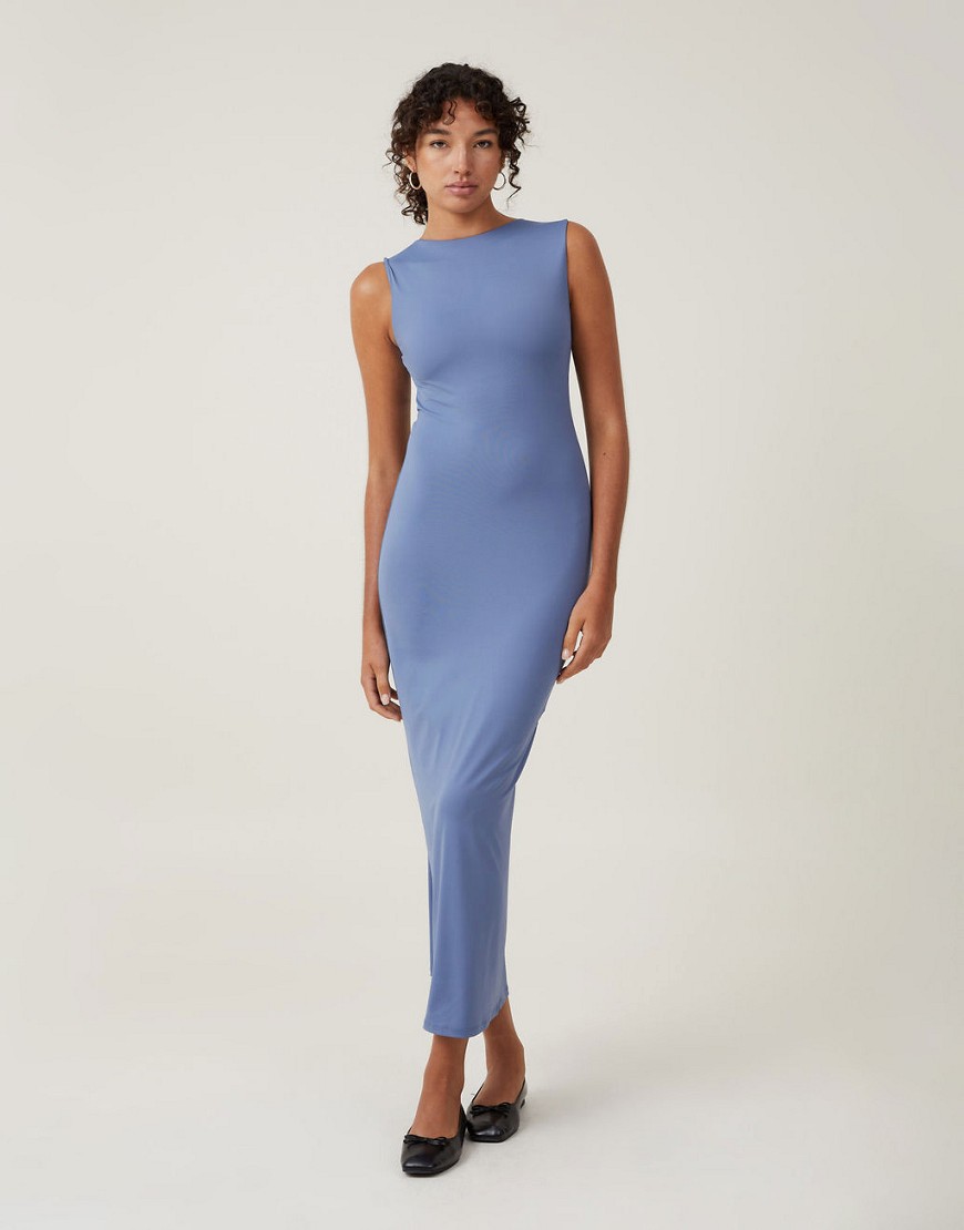 Cotton:On Low back luxe maxi dress in elemental blue