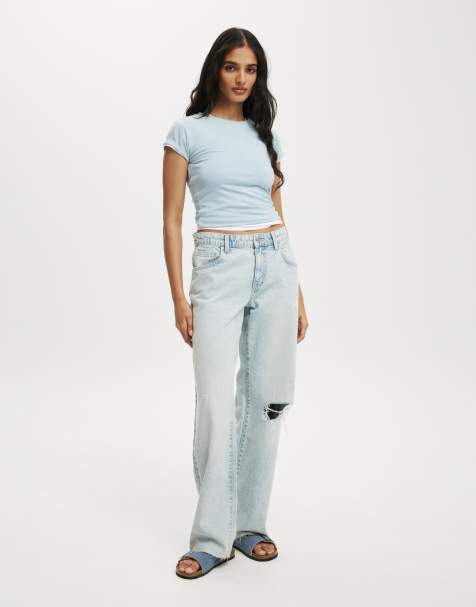 Cotton:On Low rise straight jean in blue - view 1