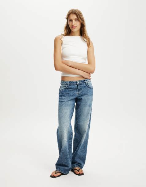 Cotton:On Low rise straight jean in blue - view 1