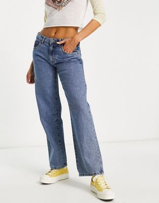 Cotton:on low rise straight leg jeans in mid blue | ASOS
