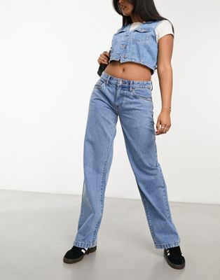 Cotton On low rise straight leg jeans in vitnage wash blue