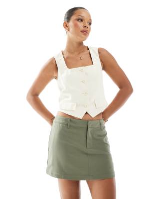 Cotton:On Luis suiting mini skort in burnt olive-Green