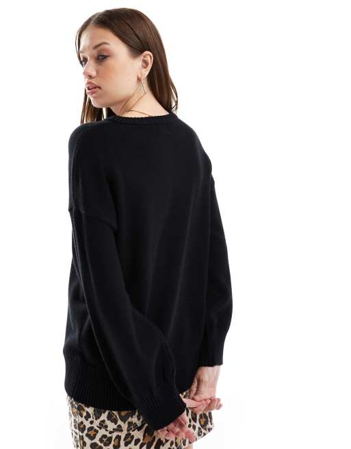 Cotton On Lux crew pullover in black