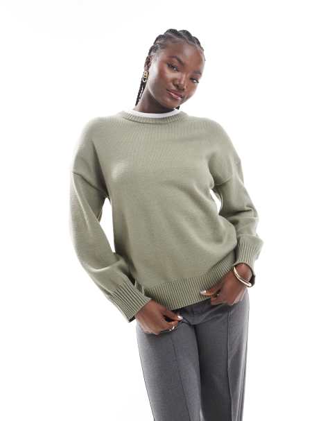 Cotton:On Lux crew sweater in green - view 1